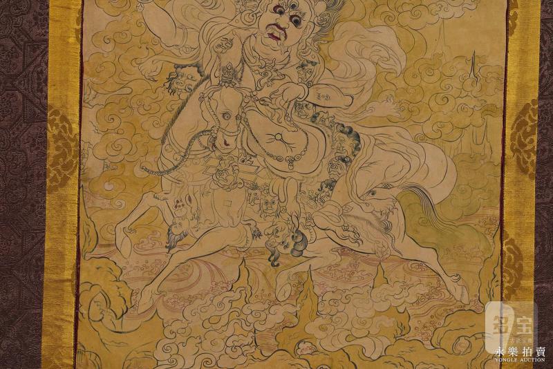 19世纪 （蒙古）白描吉祥天母唐卡 - 图5